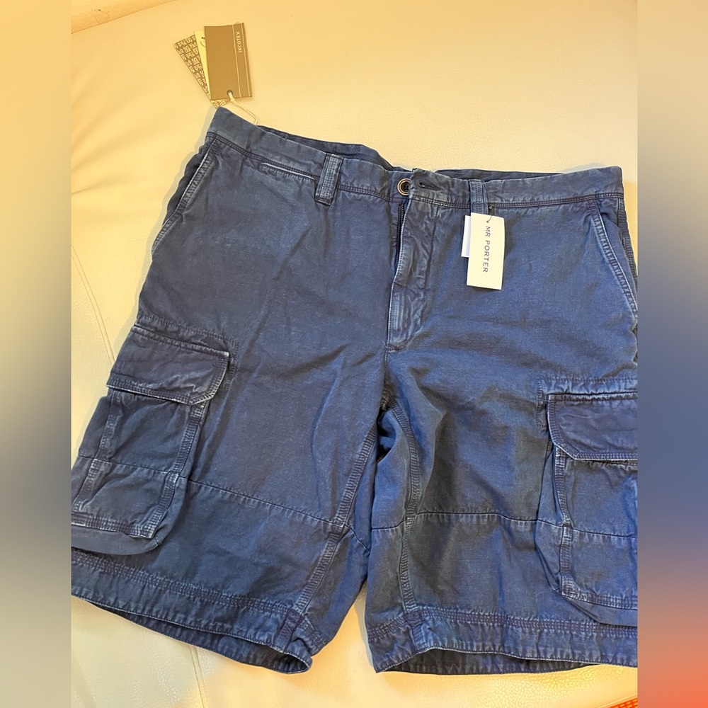 Incotex washed cotton and linen blend cargo shorts
